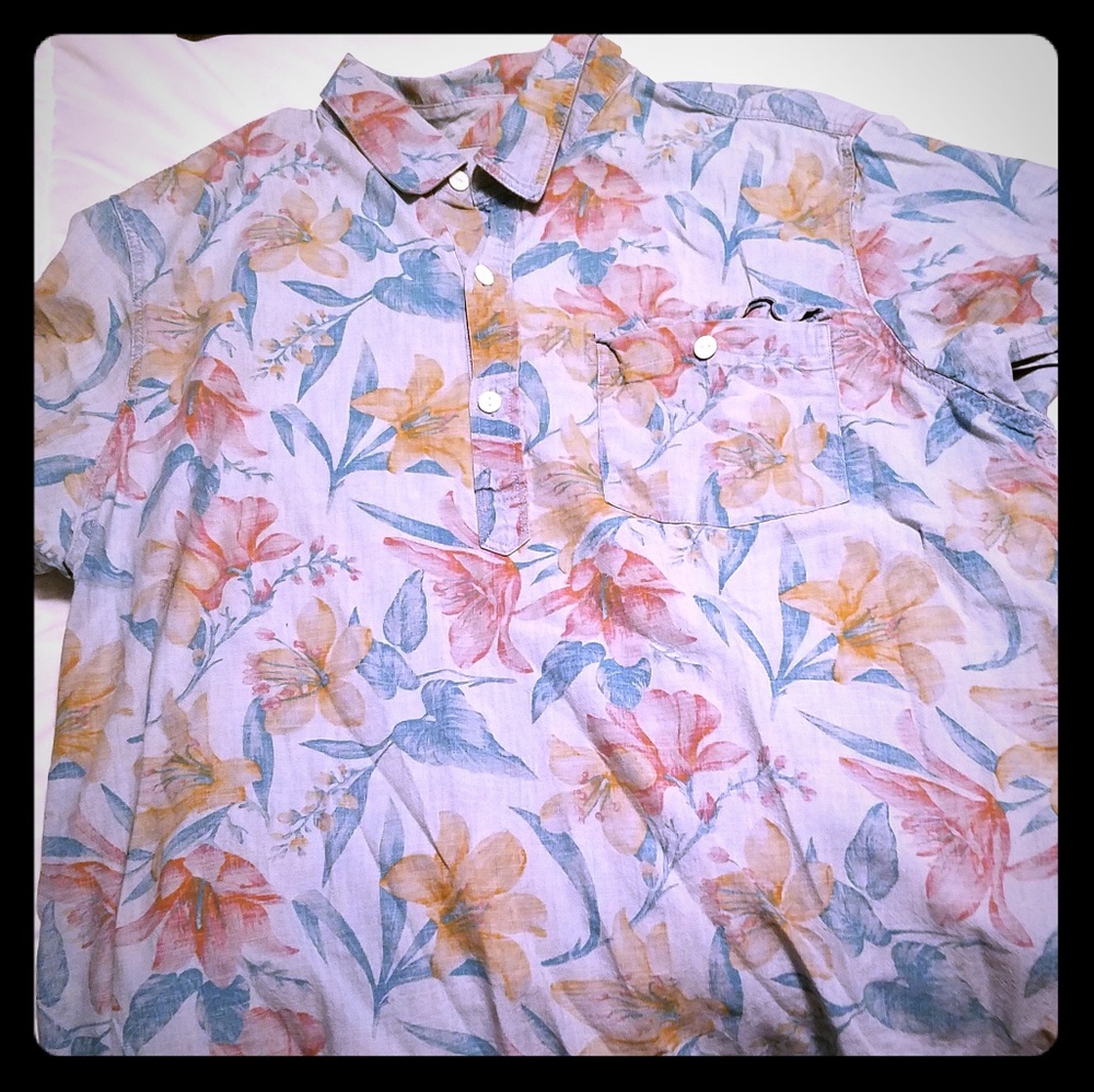 Blue flower collard shirt